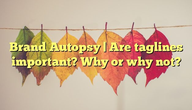 Brand Autopsy | Are taglines important? Why or why not?